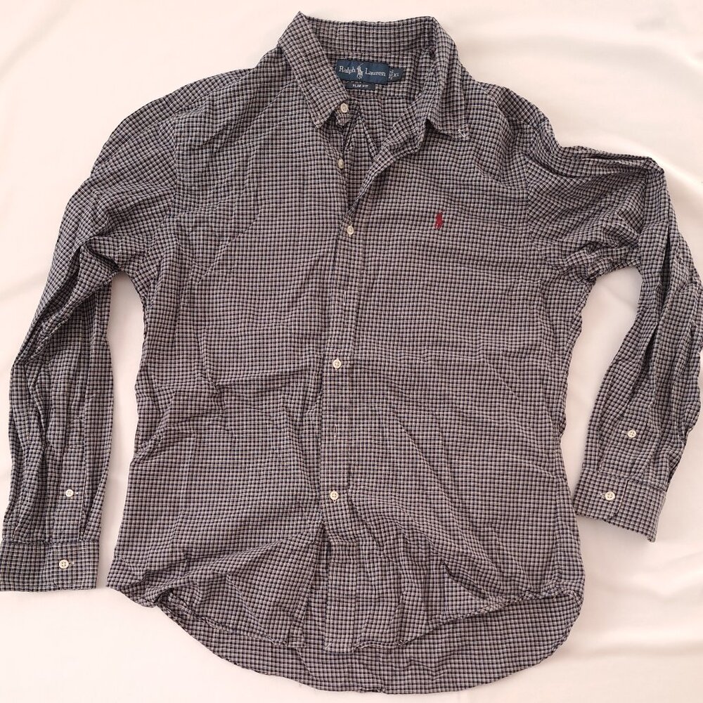 Ralph Lauren Slim Fit  XL Tattersall Check Shirt Preppy Lightweight